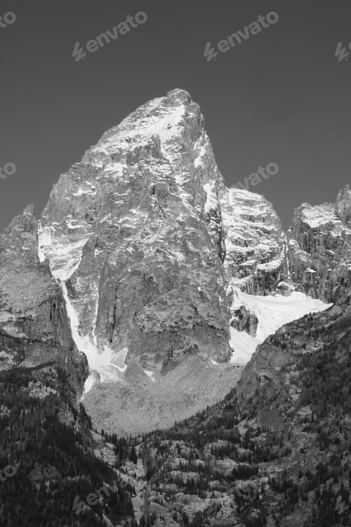 Preview: Mountain With Snow In Black And White