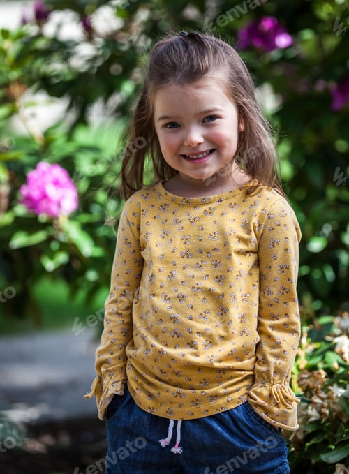 Preview: Portrait Of A Happy Four Year Old Little Girl In A Outdoor Setting In Coeur D' Alene Idaho,