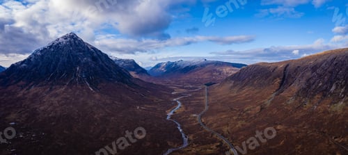 Preview: Aerial View Of Rannoch Moor And Glencoe In Winter Near Glencoe In The Argyll Region Of The