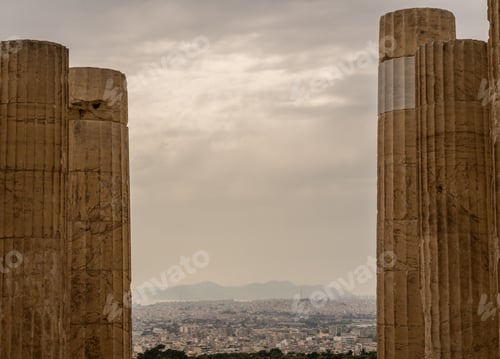 Preview: Columns On Acropolis Frame The City Of Athens Surrounding It