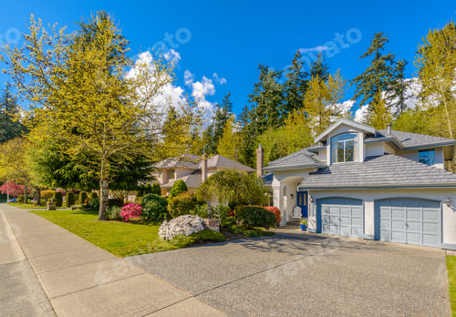 Preview: A Perfect Neighborhood. Houses In Suburb At Spring In The North America.