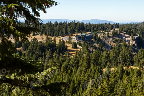 Preview: Crater Lake Np, Oregon - October 18 2018: Crater Lake Lodge Viewed From A Viewpoint Along The