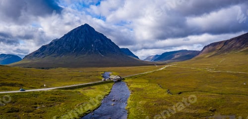 Preview: Aerial View Of Rannoch Moor Near Glen Coe In The Argyll Region Of The Highlands Of Scotland During
