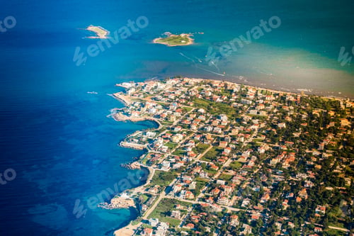 Preview: Aerial View Of Island With Coastal Town, Crete, Greece