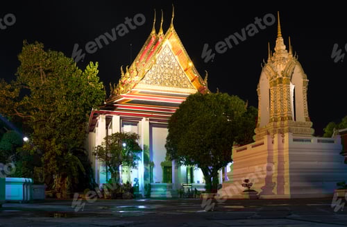 Preview: Wat Pho, Bangkok - Night View Of The Entrance Of The Temple Where The Reclined Buddha Statue Is