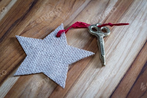 Preview: Concept For A Happy Life Using An Old Decorative Key And A Hand Written Tag Attached By A Golden