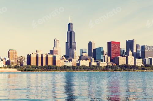 Preview: Chicago Skyline With Blue Clear Sky