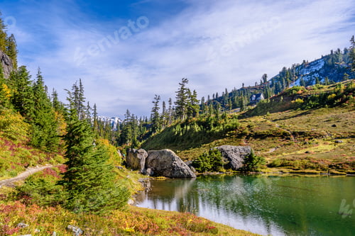 Preview: Beautiful Mountain Lake At The Bagley Lake Trail Park. Mount Baker, Washington, Usa.