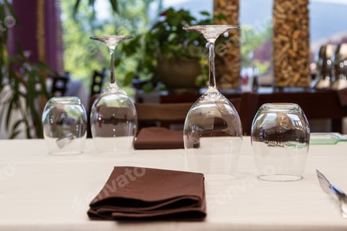 Preview: Close Up Of A Table Setting Inside A Fine Dining Restaurant With No People In The Frame