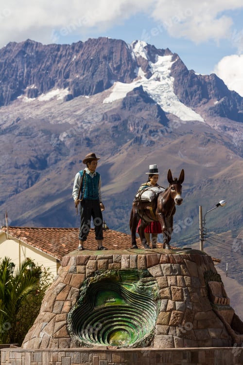 Preview: Maras Peru -May 18 : Statue In The Downtown Square Of The City Of Maras Representing The Lifestyle