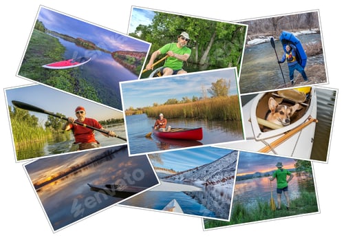 Preview: Collection Of Nine Paddling Pictures From Lakes And Rivers Of Colorado Featuring Kayaks, Canoes And