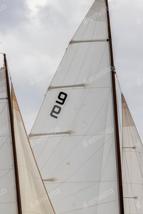 Preview: Closeup Of Boat Sails Filled In The Wind