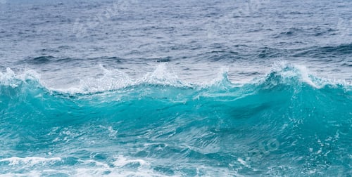 Preview: Cresting Ocean Waves Frozen With High Shutter Speed To Show The Individual Droplets Of Water In The