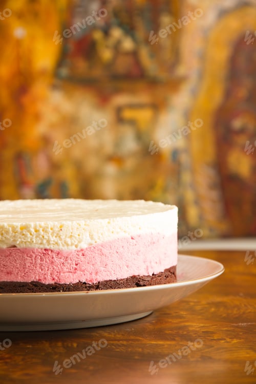 Preview: Delicious Layered Mousse Cake on Plate