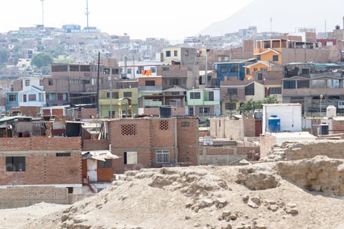 Preview: Pachacamac, Lima - May 10 : View Of The Town Of Pachacamac From The Ancient Ruins As A Contrast For