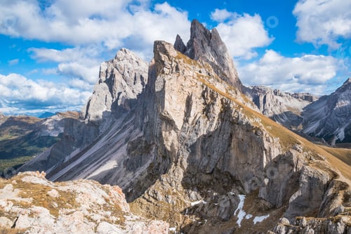 Preview: Stunning Seceda Mount Peak With Puez Odle Massif In Dolomites - Ortisei, Italy