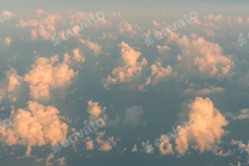 Preview: Aerial Photo Of Colorful Clouds At Sunset Shot From An Airplane'S Window.