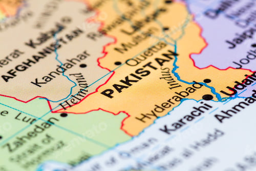 Preview: Close Up Of A World Map With The Word Pakistan In Focus