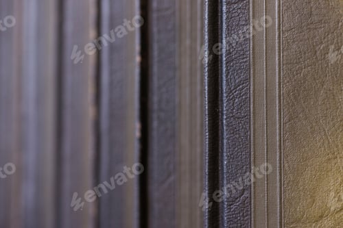 Preview: Row Of Old Leather Bound Books Selective Focus