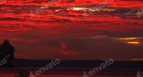 Preview: Dramatic Red Clouds At Sunset, Natural Background