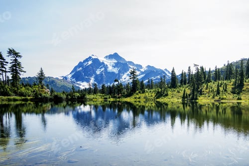 Preview: Amazing Mt Baker Reflection Panorama View At Picture Lake 2.Wa,Usa.