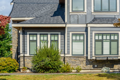 Preview: A Perfect Neighborhood. Houses In Suburb At Fall In The North America. Fragment Of A Luxury House