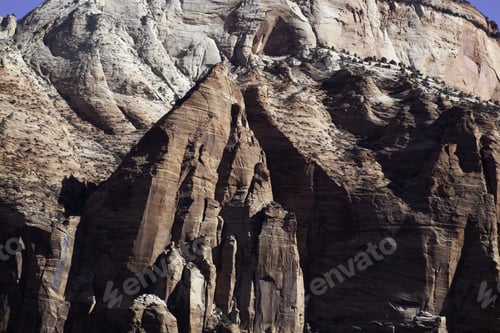 Preview: Landscape Of Rocky Mountain Against The Sky, At Sunrise, From Zion National Park, Utah