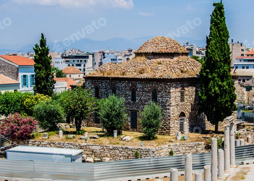 Preview: Tile Roof In Athens, Greece On An Ancient Stone Building.