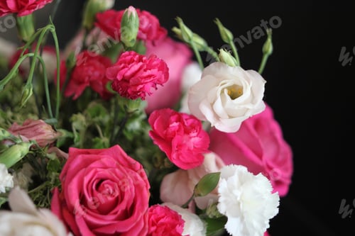 Preview: A Bouquet Of Red White And Pink Roses 1707