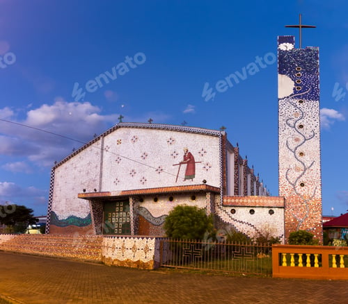 Preview: Caã±As, Costa Rica - December 26: Beautiful Catholic Church Covered In Mosaic Tiles In Caã±As