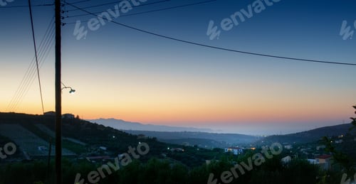 Preview: Silhouette Of Mountain Landscape And Town, Heraklion, Greece
