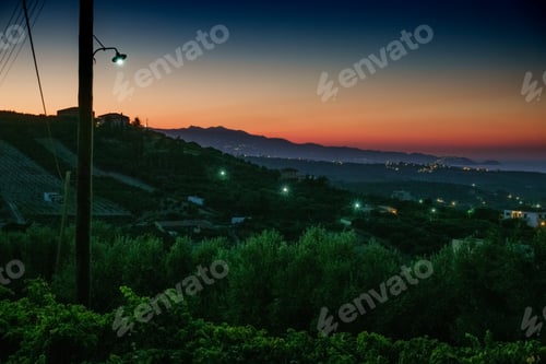 Preview: Silhouette Of Mountain Landscape And Town, Heraklion, Greece