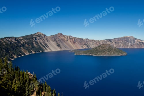 Preview: Beautiful Day At Crater Lake National Park With A Beautiful Clear Day And A Deep Blue Color In The