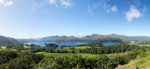 Preview: Panorama Of Derwentwater In English Lake District From Castlehead Viewpoint In Early Morning