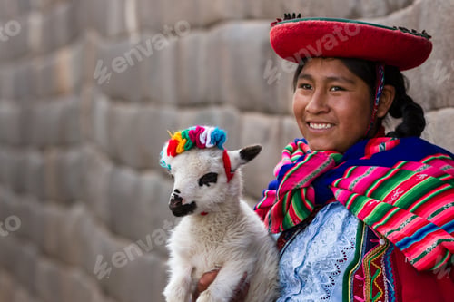 Preview: Cusco, Peru - May 14 : Jenni, A Young Woman Dressed In Colorful Traditional Native Peruvian Closing