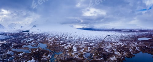 Preview: Aerial Drone Shot Of Rannoch Moor And The Entrance To Glencoe In Winter With Lochan Na H-Achlaise