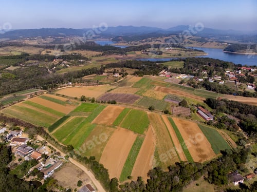Preview: Mogi Das Cruzes, Brazil Jul 18, 2020 Aerial View Of Vegetable Crops And Legumes. The Region Is Part