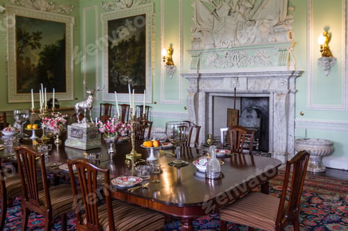Preview: Perthshire Scotland - September 10 2019: Dining Room Details Of Blair Castle In The Scottish
