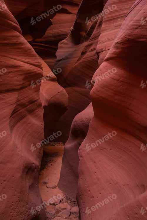 Preview: Beautiful Slot Canyon In Page Arizona, Shapes And Shadows Under Low Lights For Beautiful Colors And