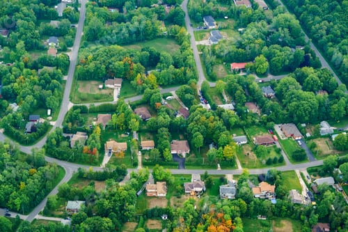 Preview: Aerial View Of Houses In Residential Suburbs, Toronto, Ontario, Canada. Aerial Picture From Ontario