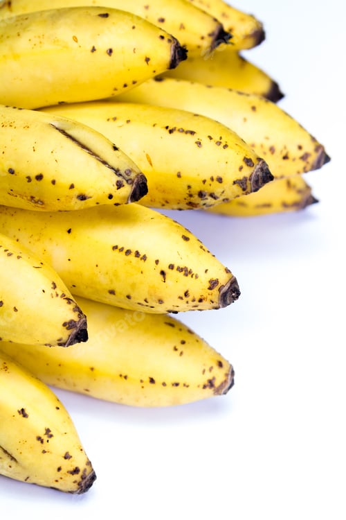 Preview: Organic Small Bananas Tree Ripen With Small Imperfections Isolated On A White Background