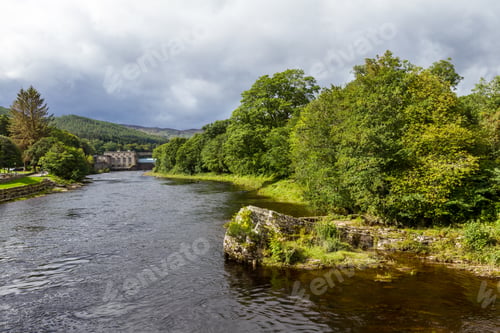 Preview: Landscape View Of The Pitlochry Dam And River Tummel In The Scottish Highlands