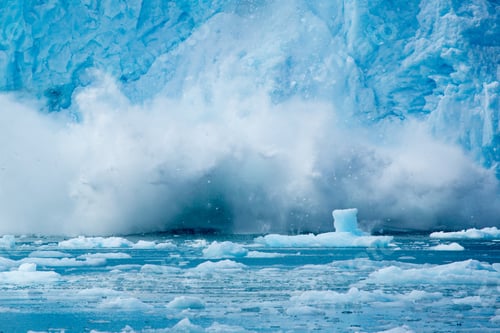 Preview: Close Up View Of A Glacier Calving Into The Ocean
