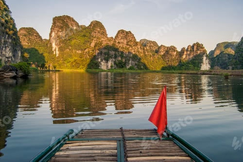 Preview: Picture Taken On An Old Wooden Boat On A Quiet River Cruise At Sunset. Shot In Ninh Binh, Vietnam.