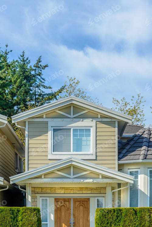Aperçu: A Perfect Neighborhood. Houses In Suburb At Summer In The North America. Fragment Of A Luxury House