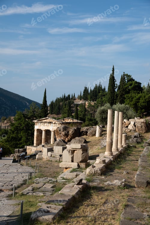 Preview: Altar Of Chiots And Temple Of Apollo In Archaeological Site Of Delphi, Greece
