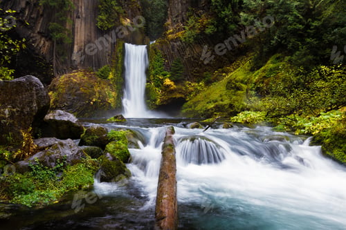 Preview: Carved From Ancient Columnar Basalt The Falls Drop Approximately 120 Feet. Photo Taken On A Cloudy