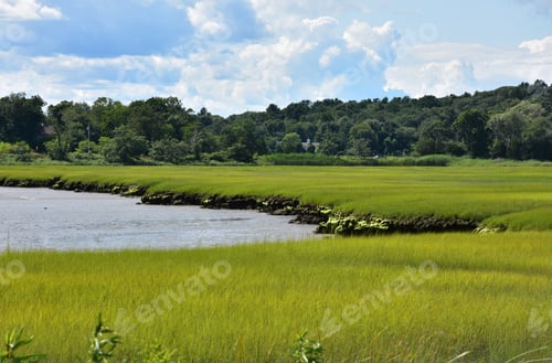 Preview: Beautiful Views Along North River With Marsh Grasses.