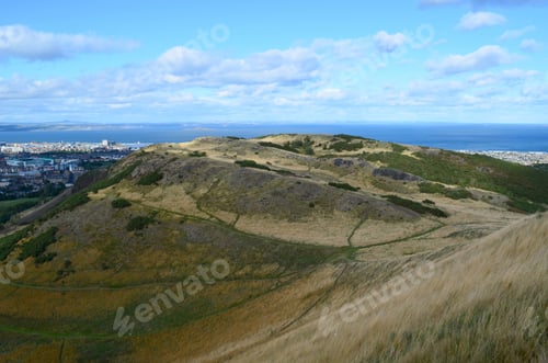 Preview: Looking At The City Of Edinburgh Scotland From Arthur'S Seat.