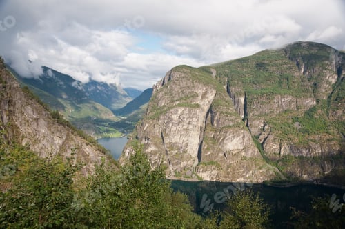 Preview: Picturesque Norwegian Landscape Of Fjordsm Hills And Forests